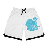 PokeShan | Ninetails | Basketball Rib Shorts (AOP)  - Light Blue Print
